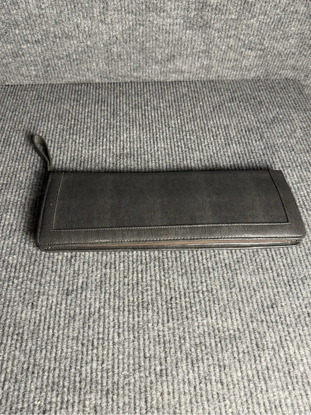 Vintage Neiman Marcus Charcoal Gray Lizard Embossed Tie Organizer West Germany